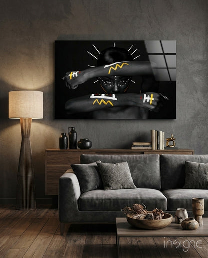 Tribal spirit portrait tempered glass wall art