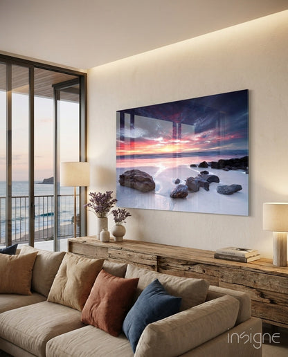 Beach Sunset Glass Wall Art