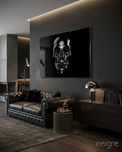 Onyx Skull Glass Wall Art