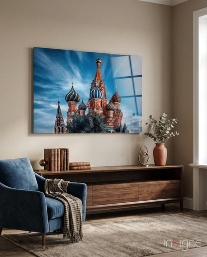St. Basil's Cathedral glass wall art landmark print