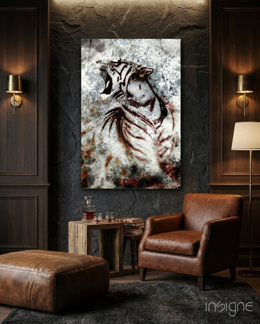Grunge tiger glass wall art