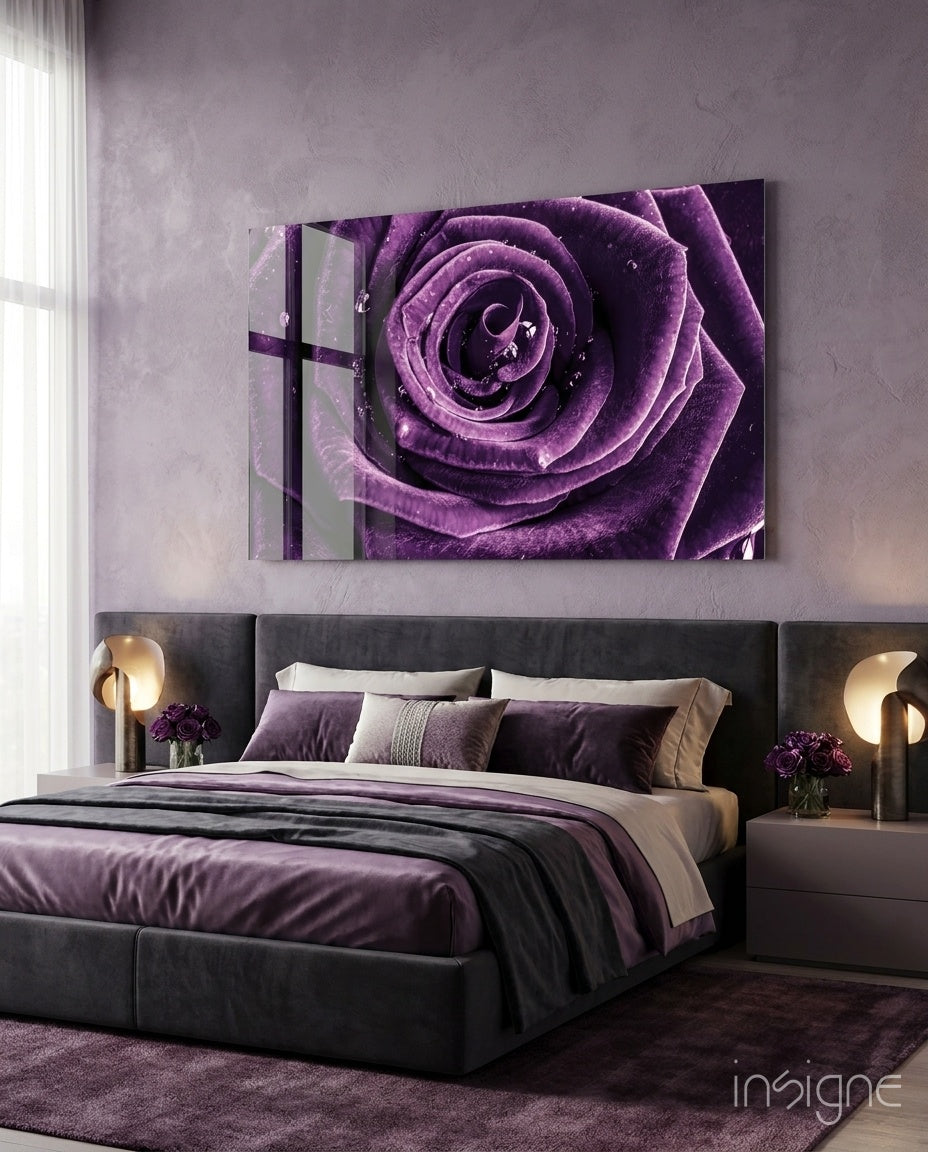 Violet Rose Spiral Glass Wall Art