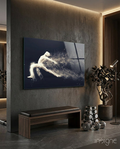 Sculpted dancer particles glass wall art