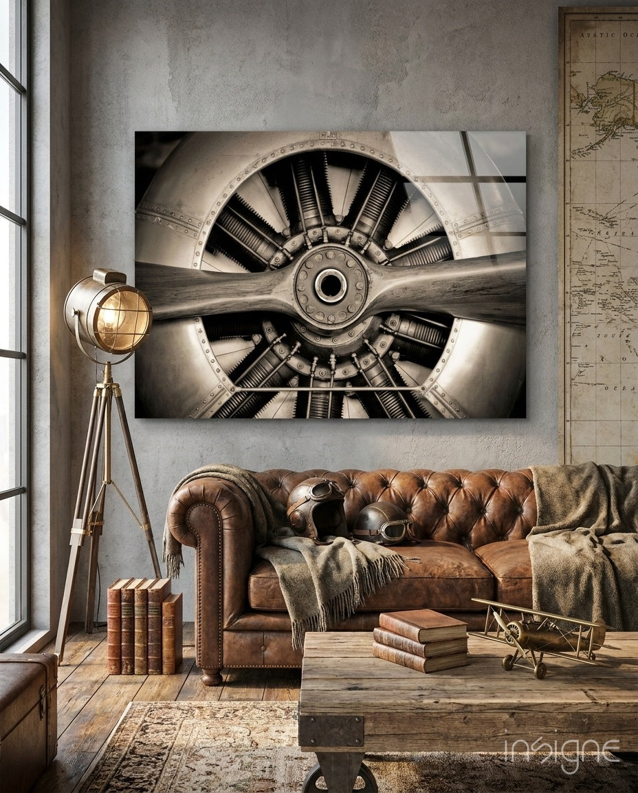 Vintage propeller glass wall art