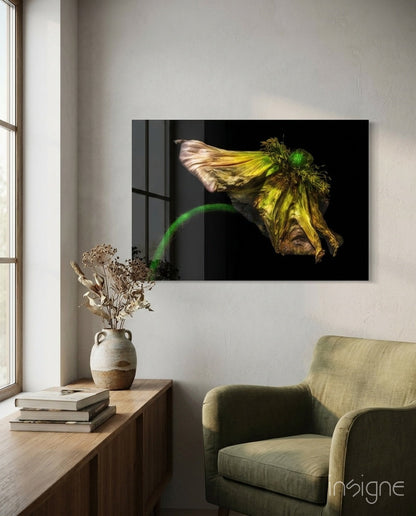 Wilting Yellow Poppy Glass Art