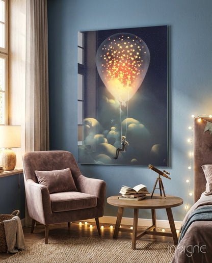 Starry dream fantasy glass wall art nursery decor