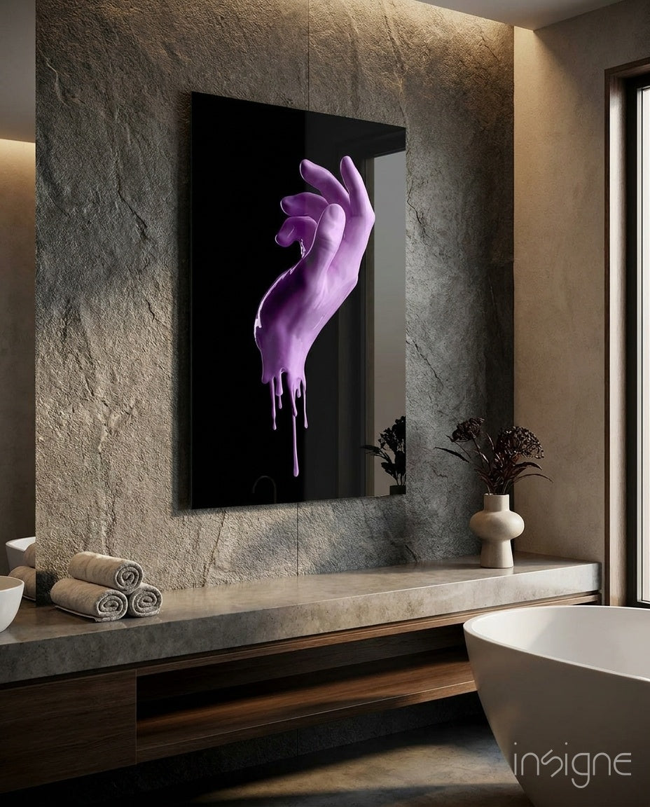 Lilac hand sculpture glass wall art