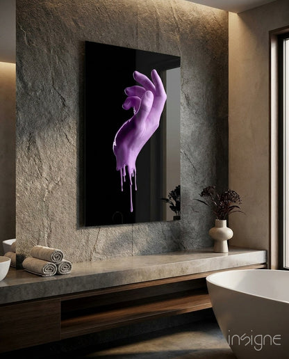 Lilac hand sculpture glass wall art