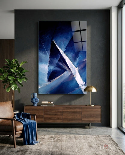 Abstract glass wall art geometric design