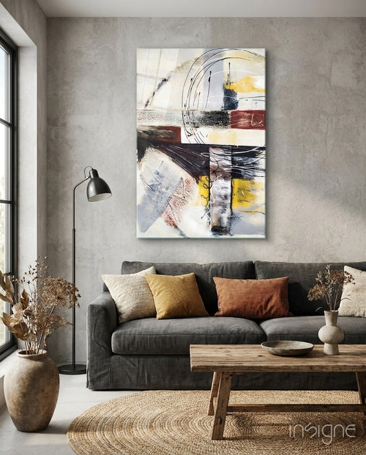 Abstract glass wall art mixed-media design