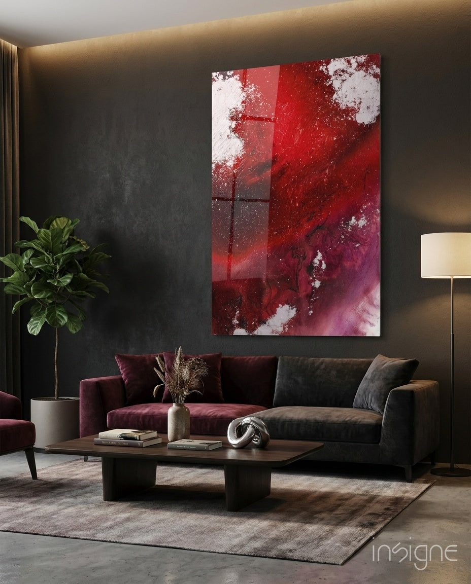 Ruby Magenta Fluid Abstract glass wall art
