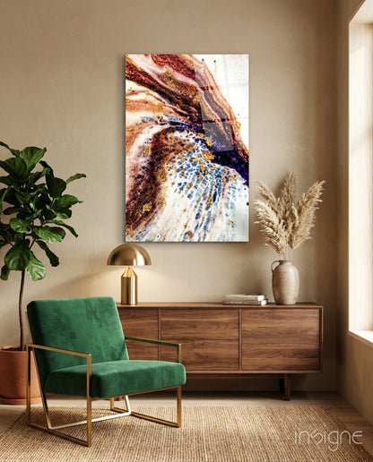 Abstract glass wall art agate swirl design