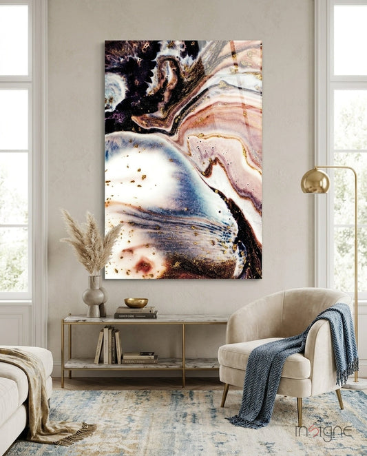 Abstract glass wall art agate geode design