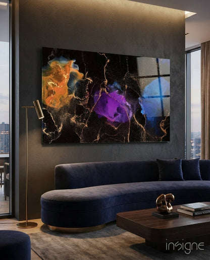 Plasma ink marble glass wall art