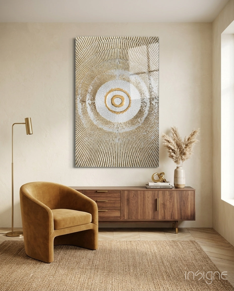 Pearl Sunburst abstract glass wall art panel