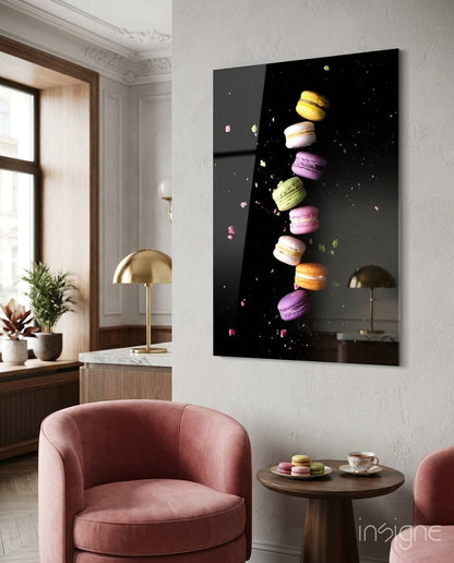 Macarons glass wall art