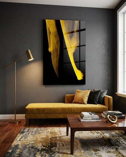 Yellow Story glass wall art
