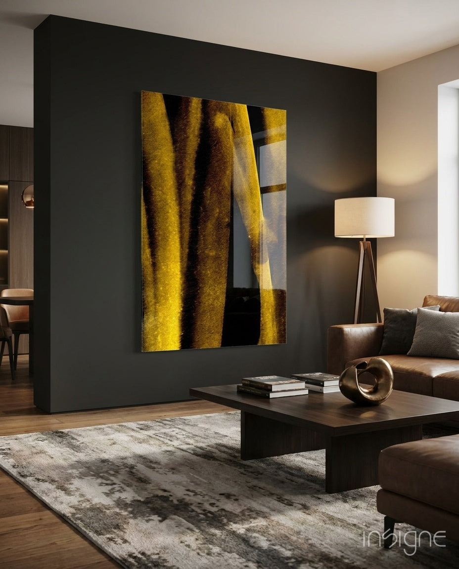 Yellow Story glass wall art