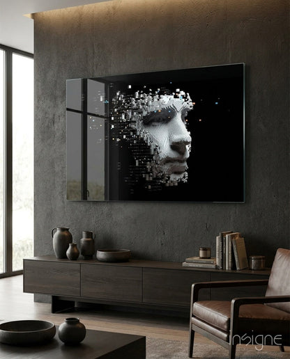 Being Human glass wall art pixelated conceptual design