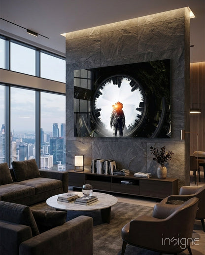 Portal astronaut glass wall art