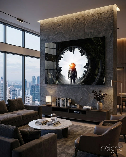 Portal astronaut glass wall art