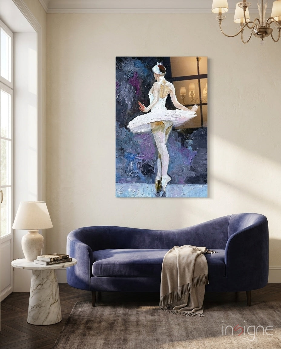 Ballerina Glass Wall Art - impressionist ballerina en pointe on tempered glass