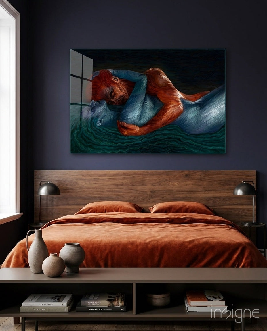 Water and Fire Figurative Glass Wall Art