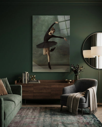 Ballerina Glass Wall Art - ballerina en pointe on tempered glass