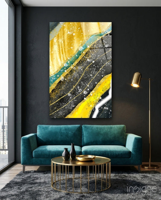 Marble gold and onyx glass wall art