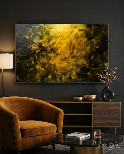 Yellow Smoke glass wall art print