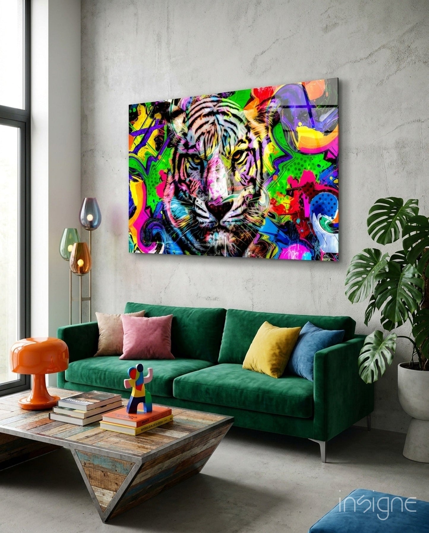 Eye of the Tiger pop graffiti glass wall art