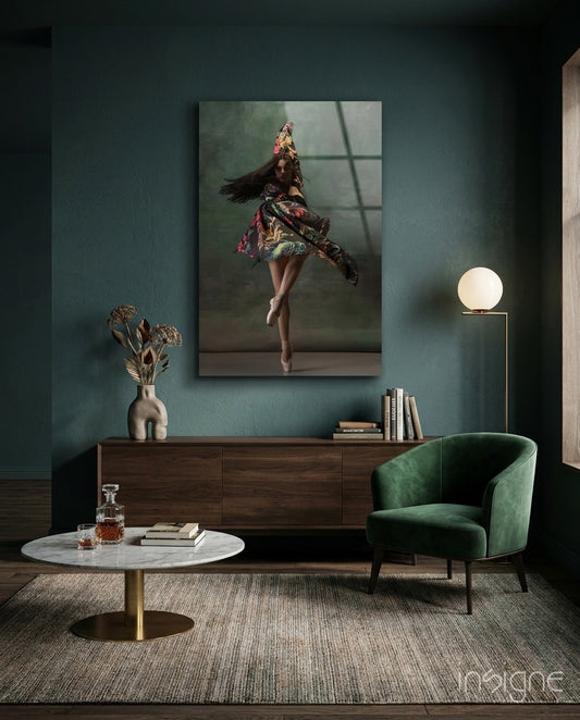 Ballerina glass wall art