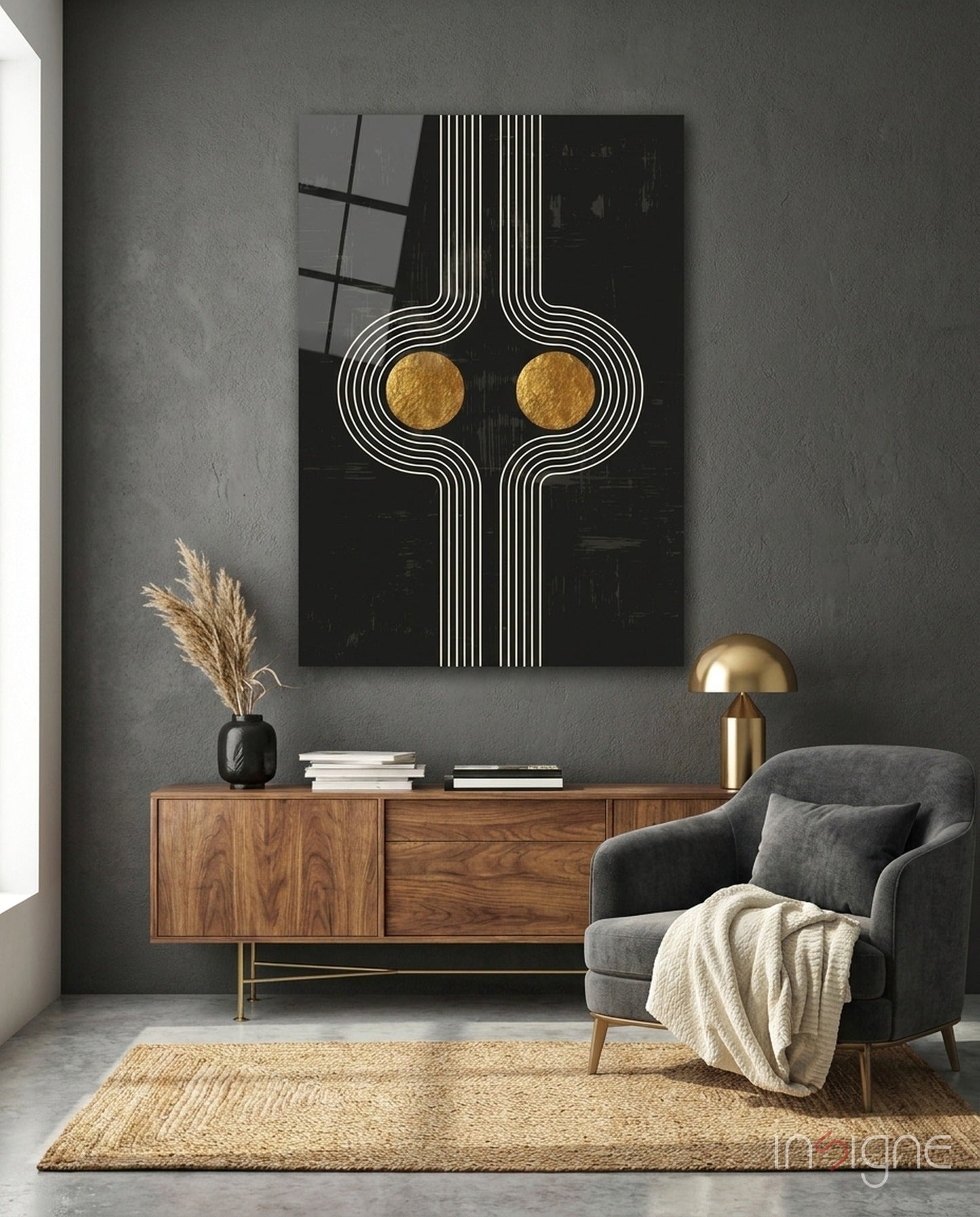 Two Dots art deco glass wall art