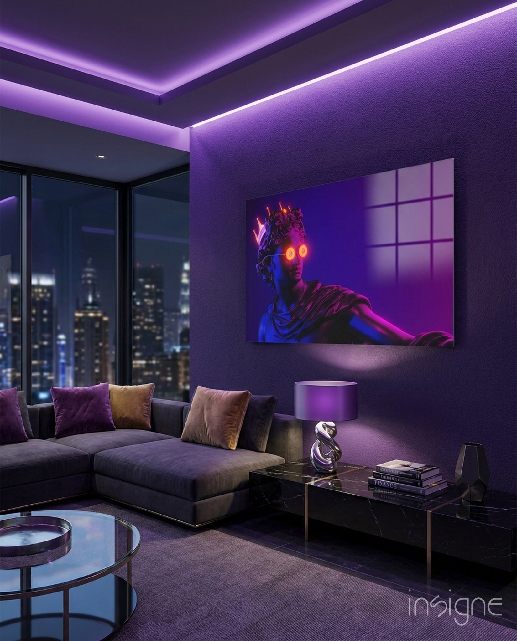 Cool Statue vaporwave bust glass wall art