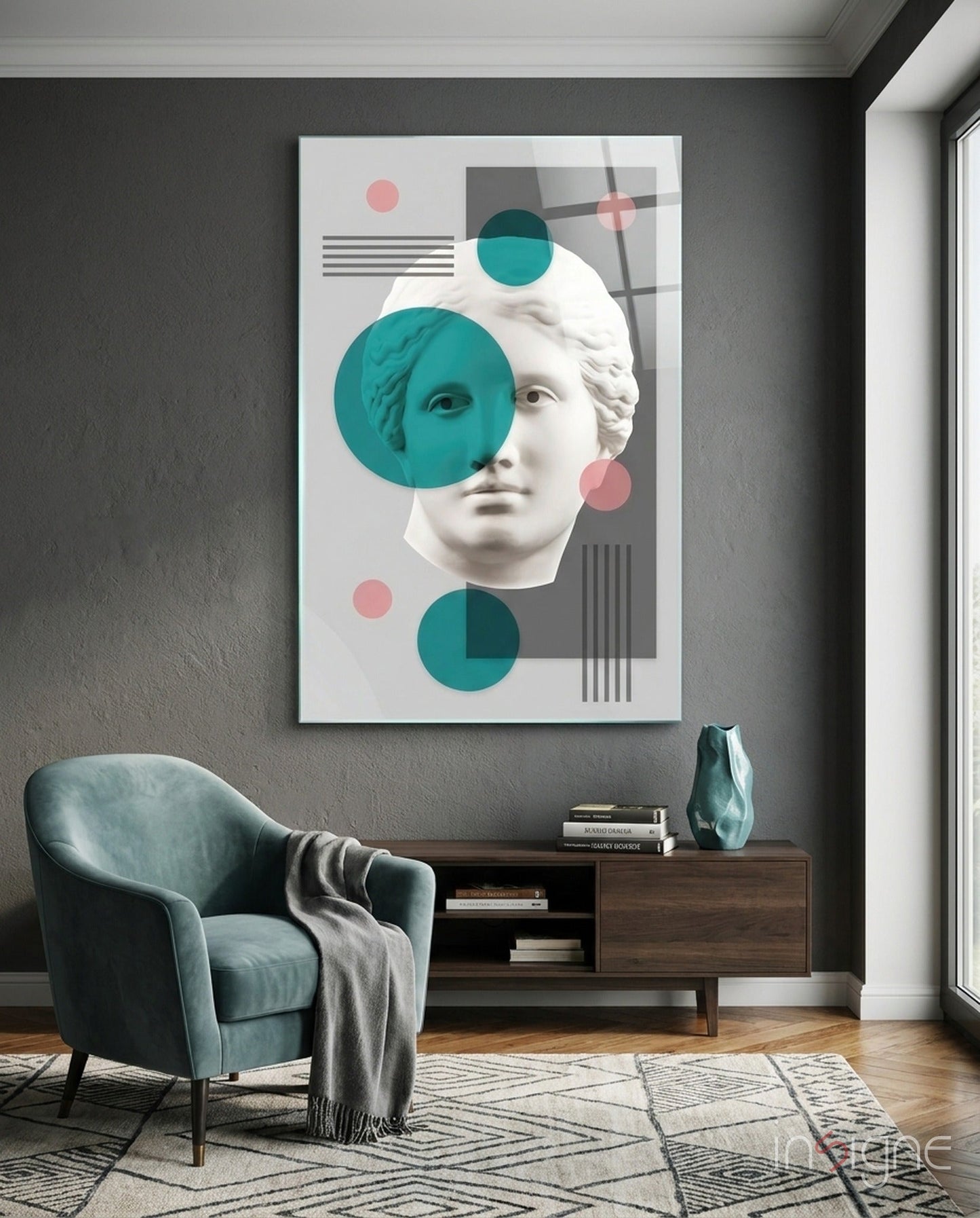 Statue pop art glass wall art