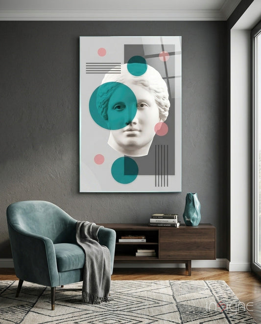 Statue pop art glass wall art