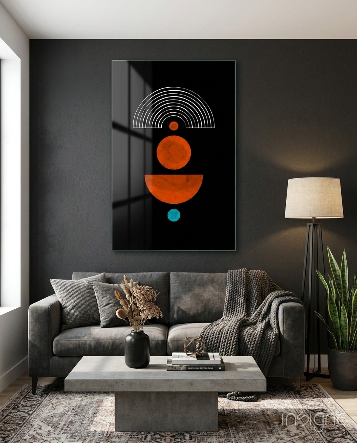 Dots Under the Rainbow abstract glass wall art
