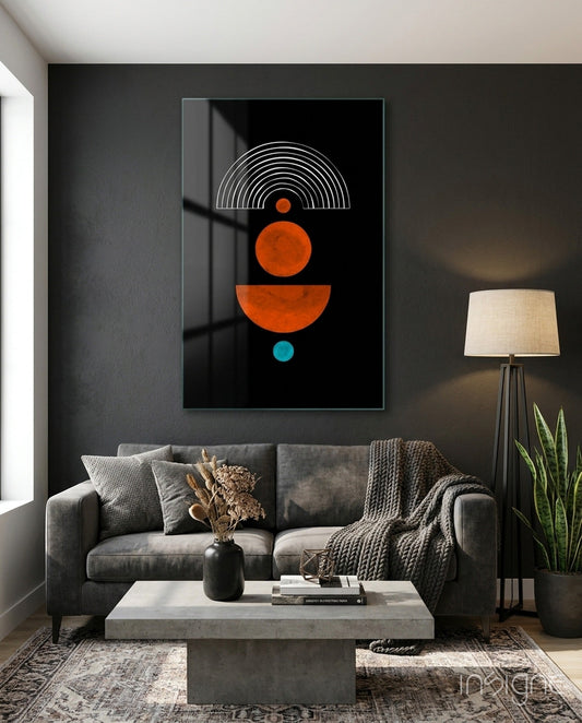 Dots Under the Rainbow abstract glass wall art