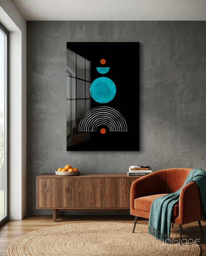 Dot Under the Rainbow abstract glass wall art