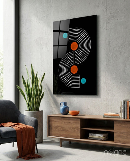 Pattern glass wall art mid-century geometric design