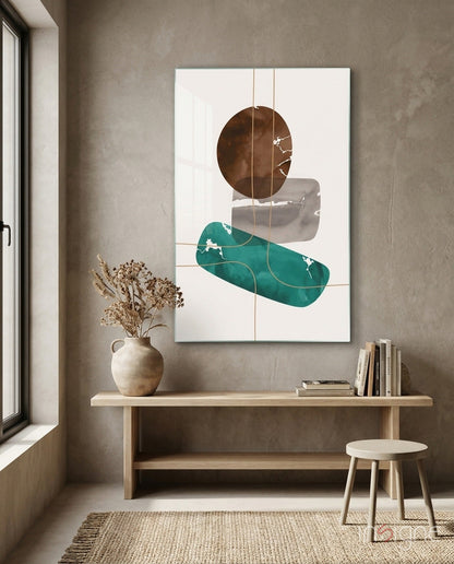 Dance of Earth Colors pebbles boho glass wall art