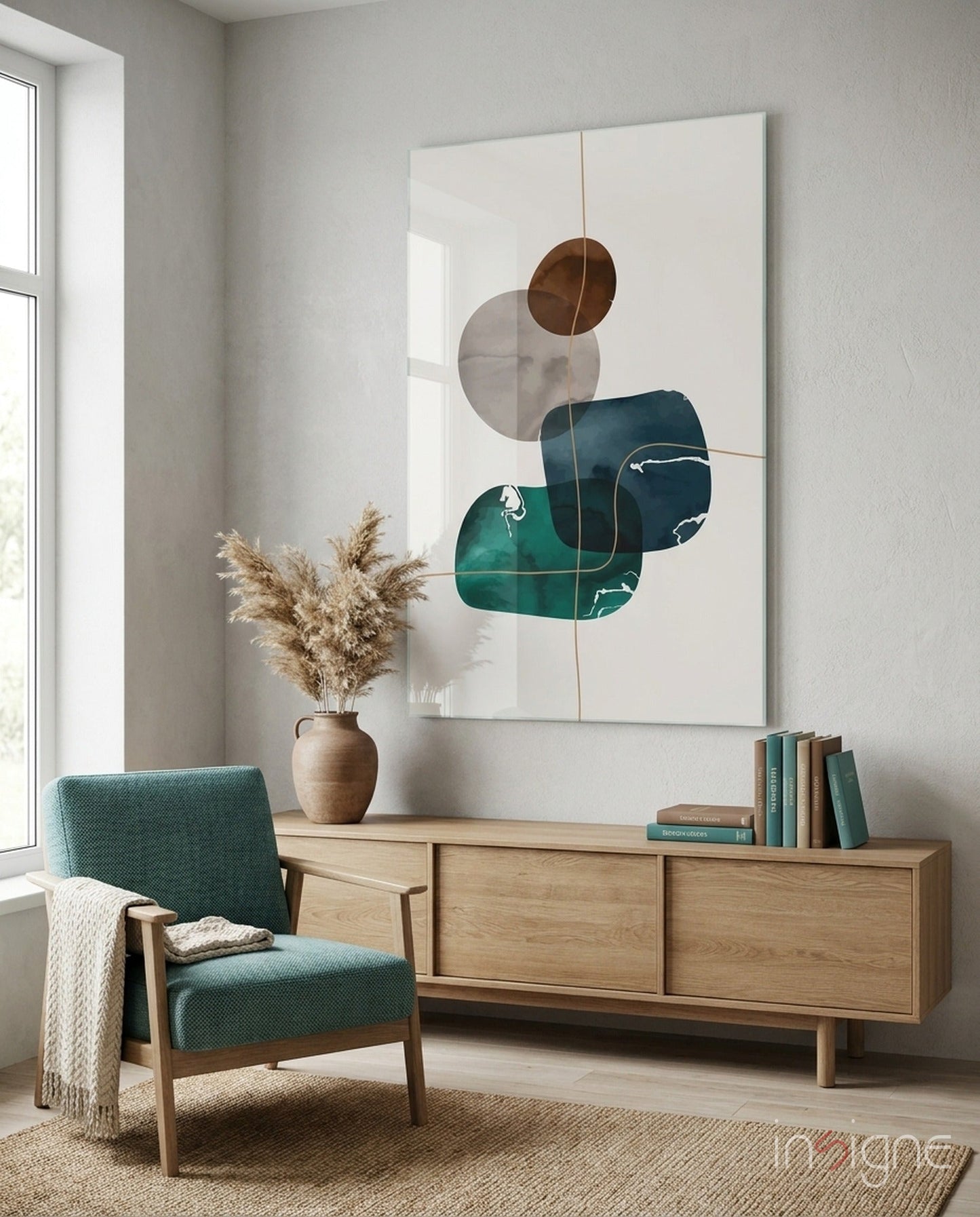 Dance of Earth Colors glass wall art boho abstract watercolor design