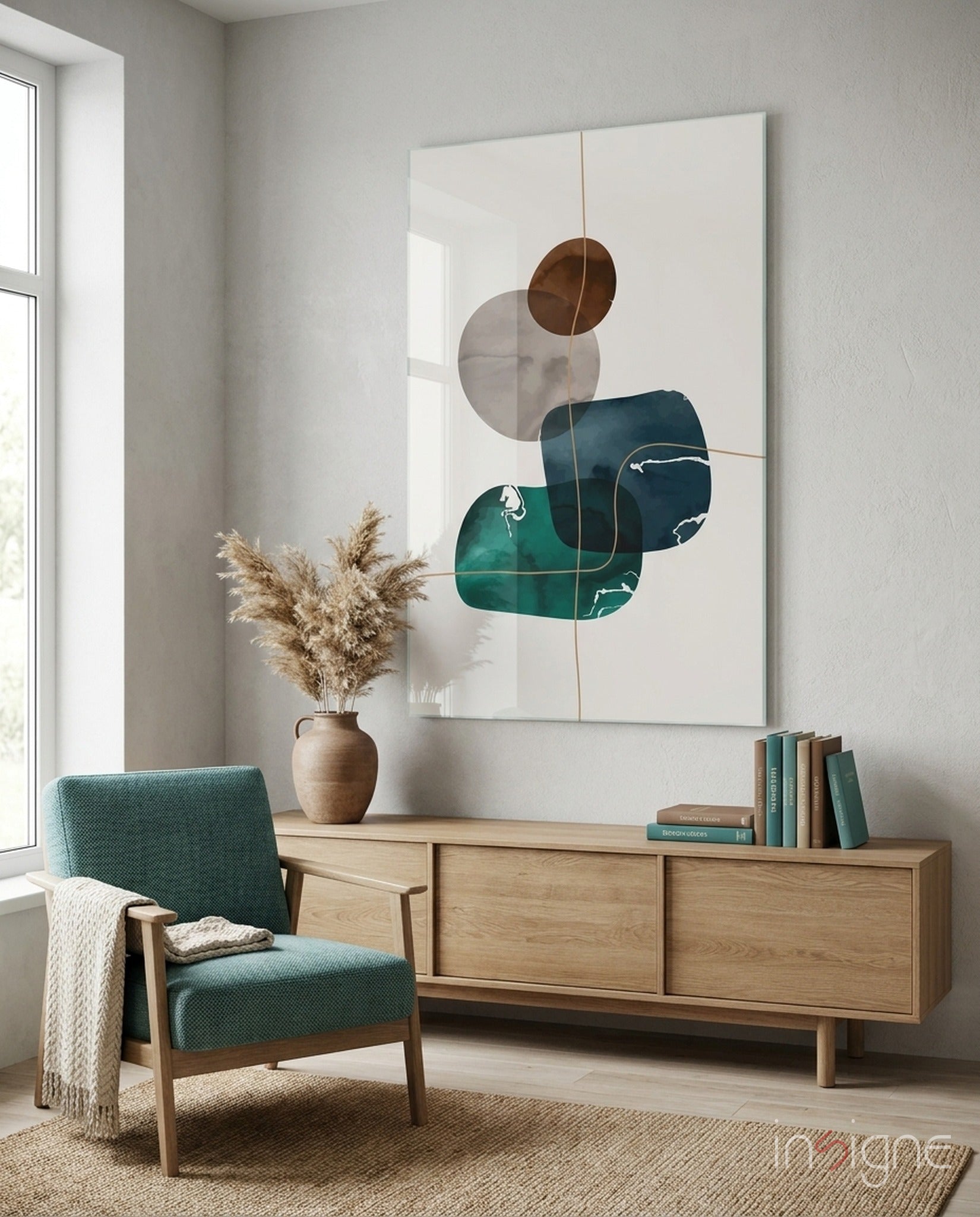 Dance of Earth Colors glass wall art boho abstract watercolor design