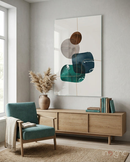 Dance of Earth Colors glass wall art boho abstract watercolor design