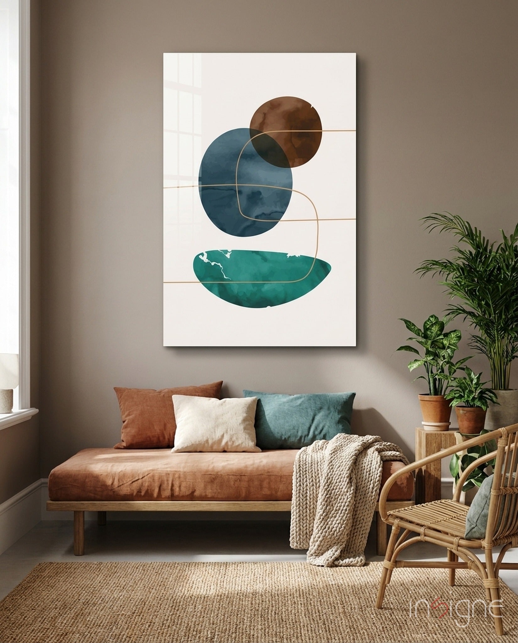 Dance of Earth Colors boho glass wall art