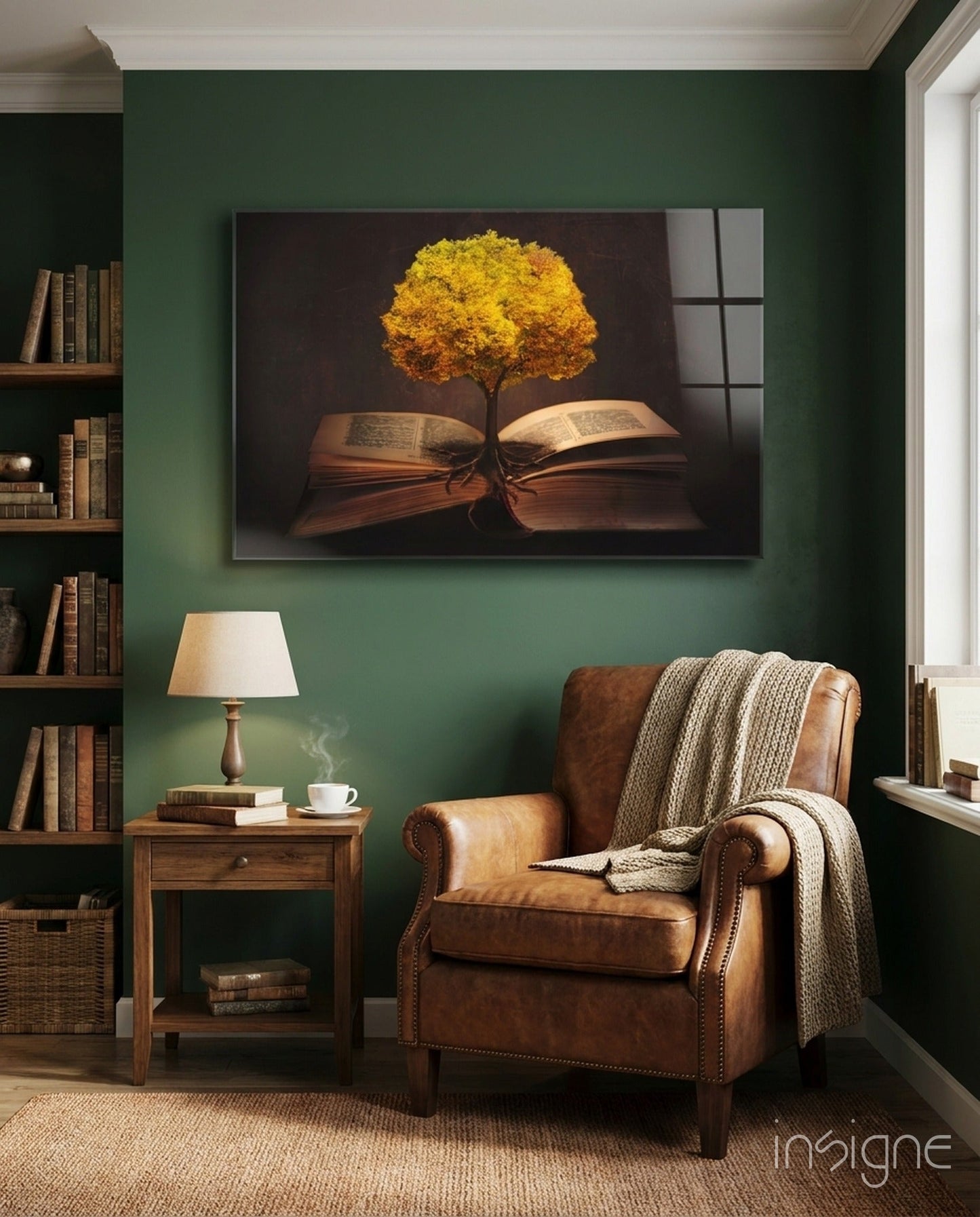 Tree in My Mind golden tree glass wall art