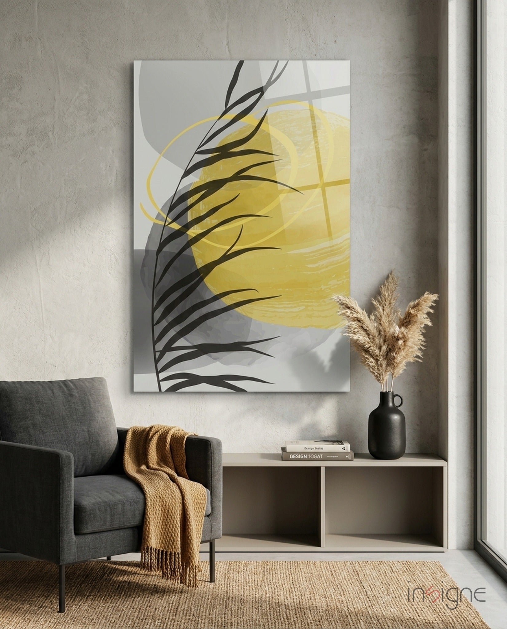 Autumn Yellow glass wall art