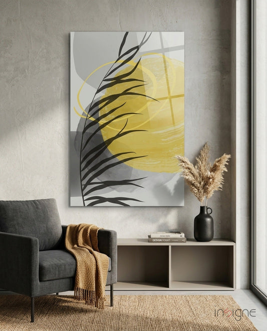 Autumn Yellow glass wall art