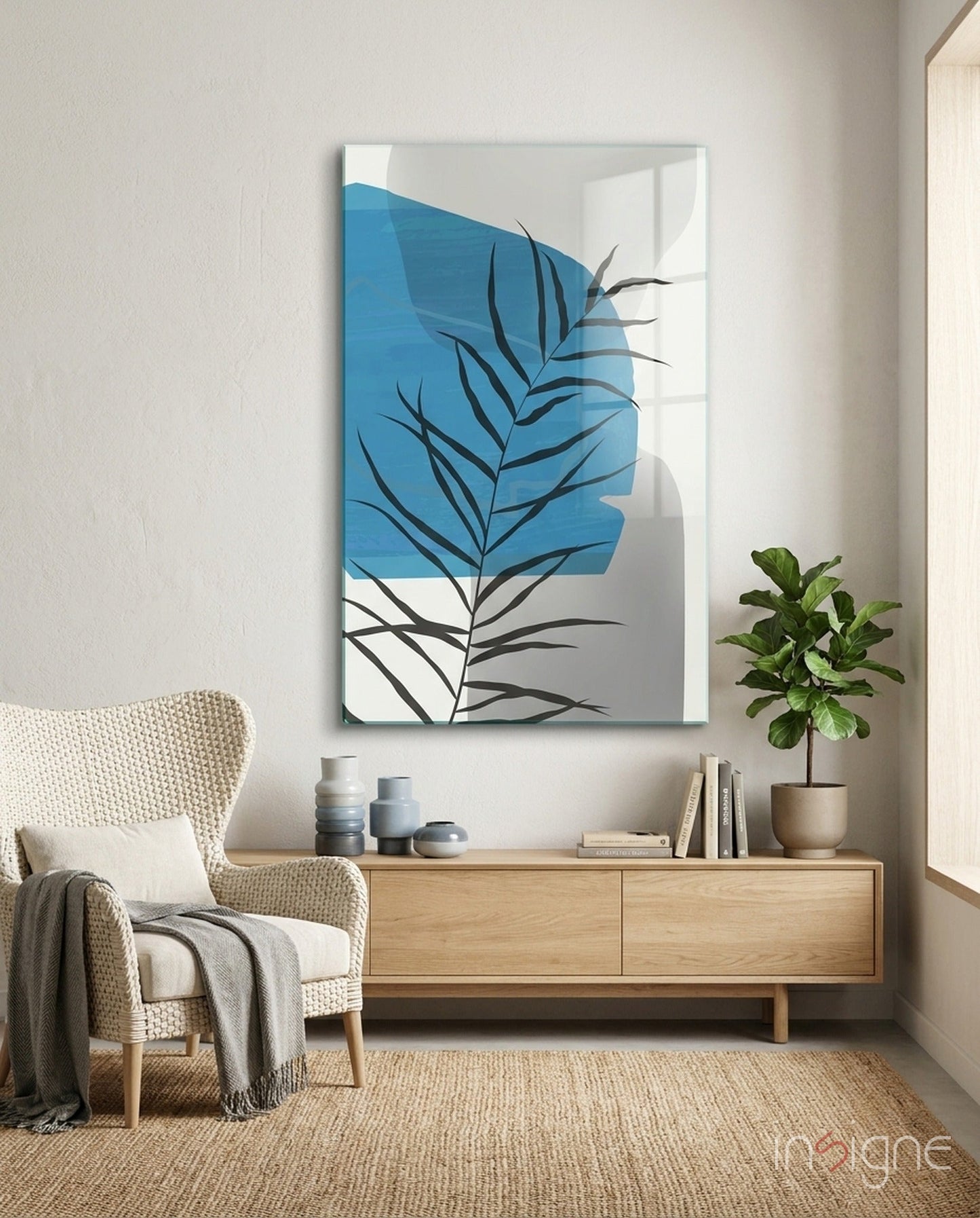Autumn Blue glass wall art