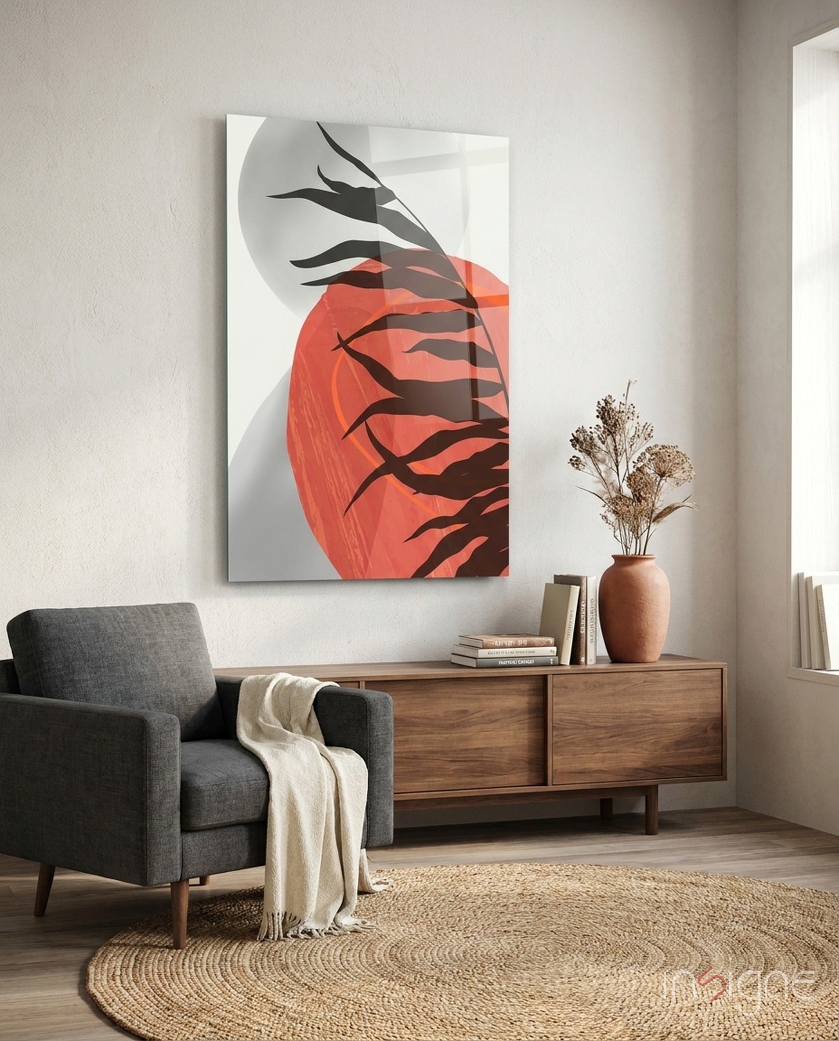 Autumn Red glass wall art